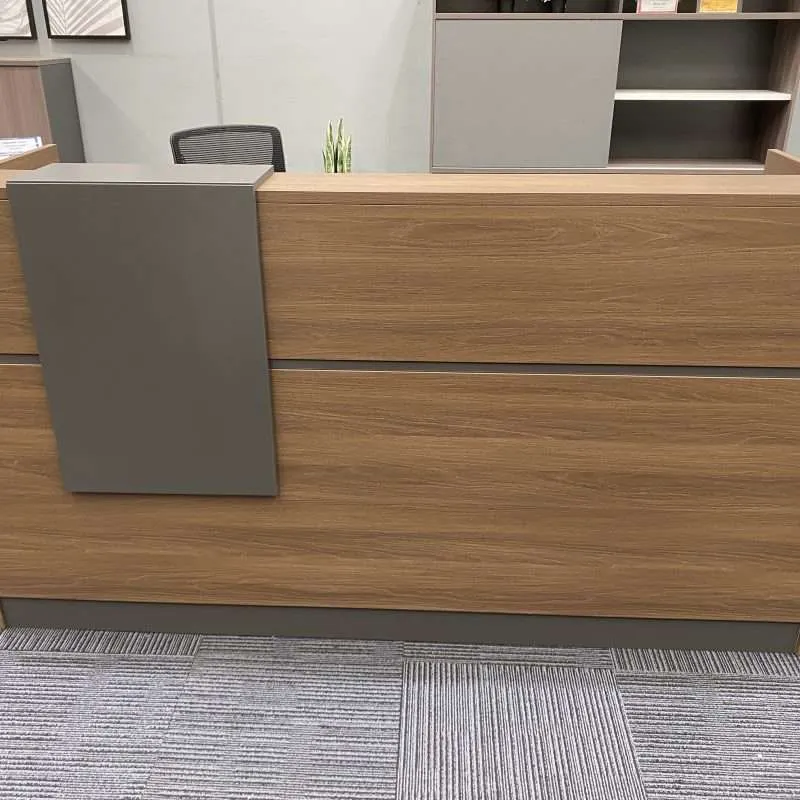 Brand New Bolton Reception Desk 2000mm x 750mm - Light Brown/Grey