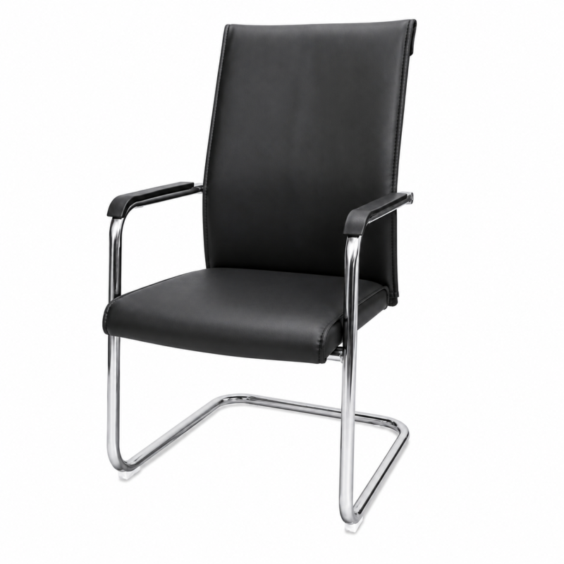 Brand New Oxford Leather/Chrome Visitors chair - Black